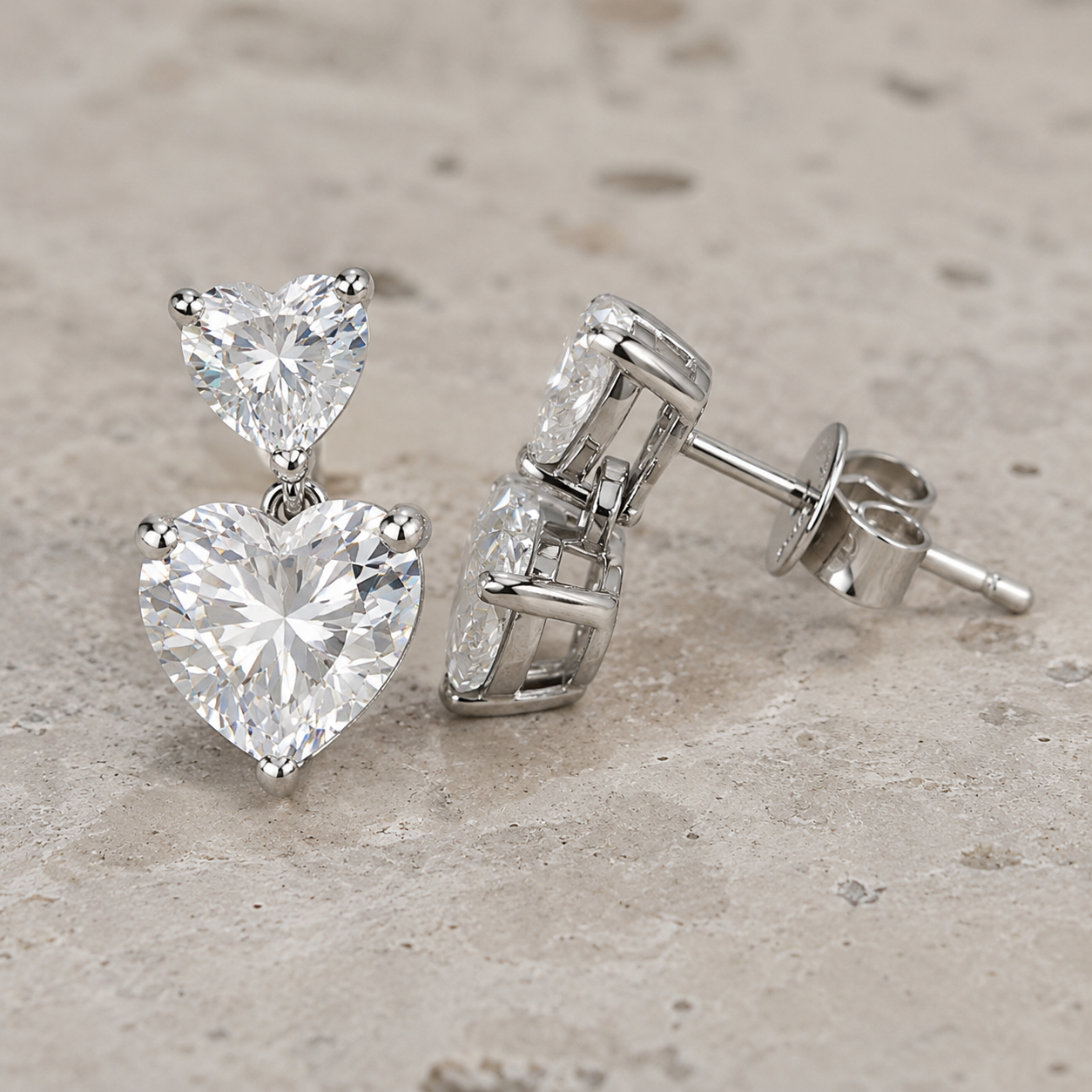 Amora™ Heart Moissanite Stud Earrings