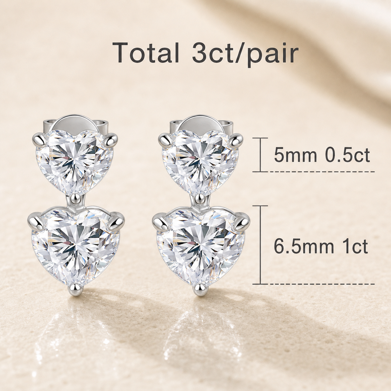 Amora™ Heart Moissanite Stud Earrings