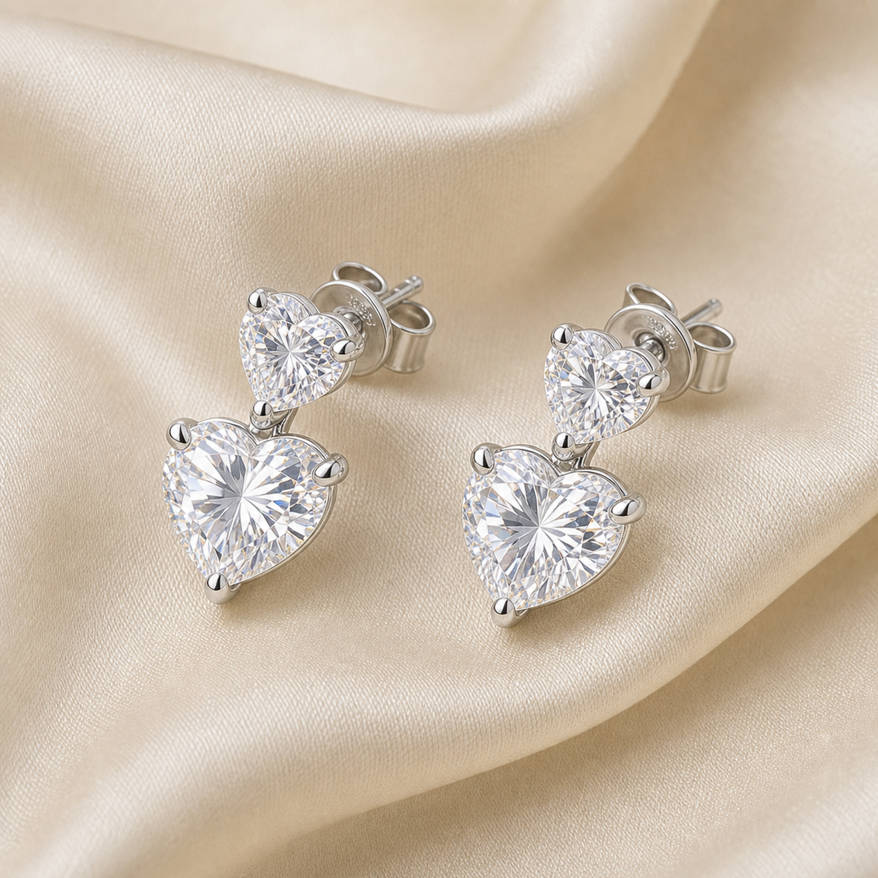 Amora™ Heart Moissanite Stud Earrings