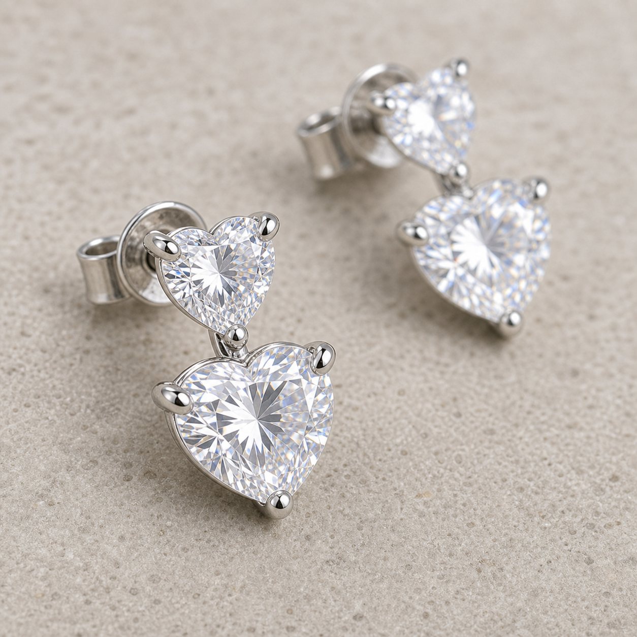 Amora™ Heart Moissanite Stud Earrings