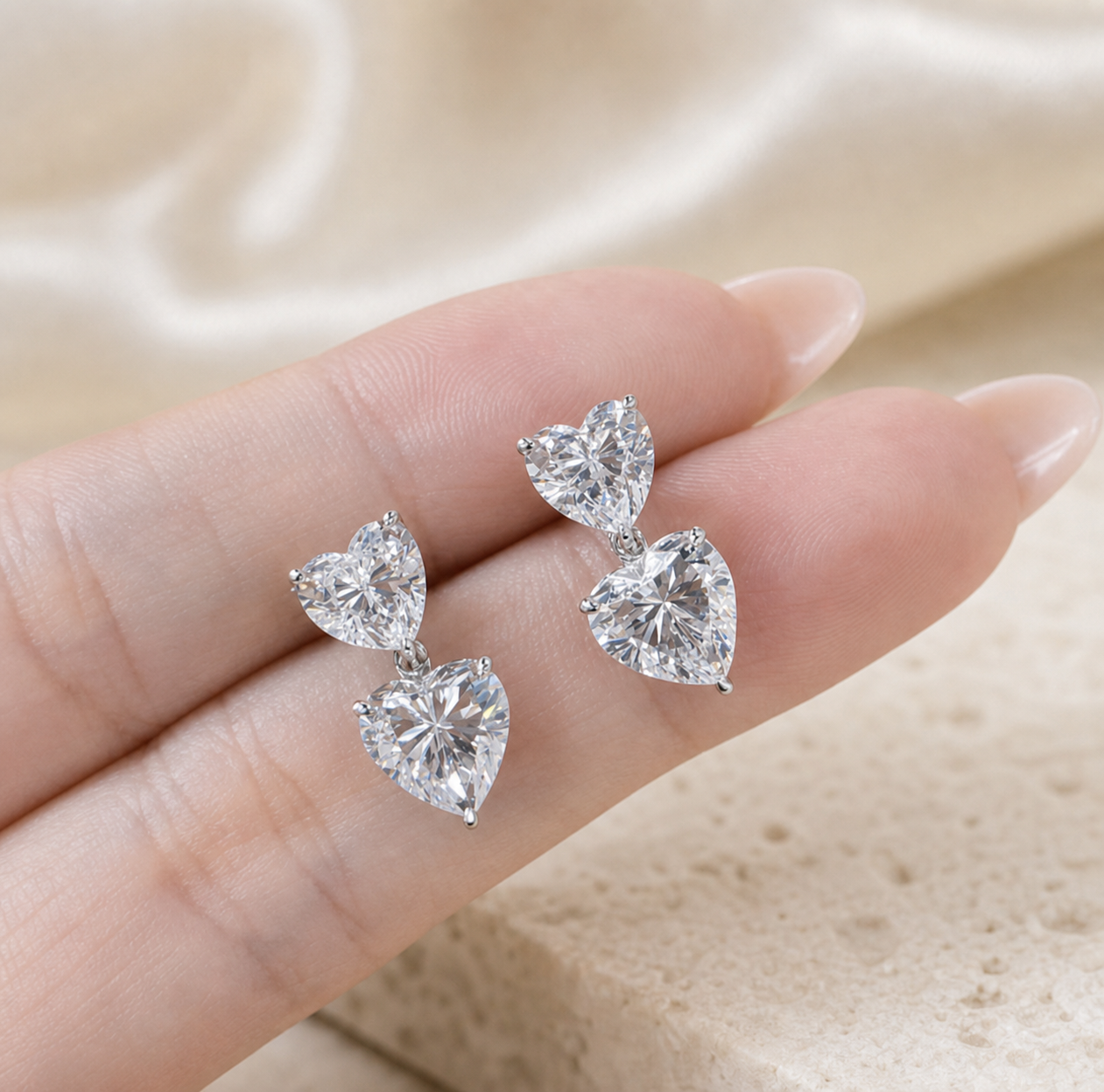 Amora™ Heart Moissanite Stud Earrings