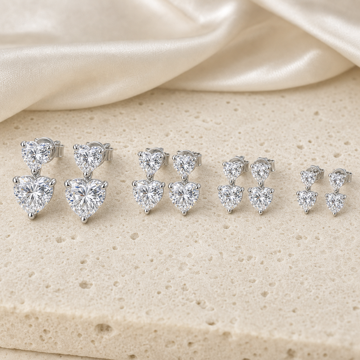 Amora™ Heart Moissanite Stud Earrings
