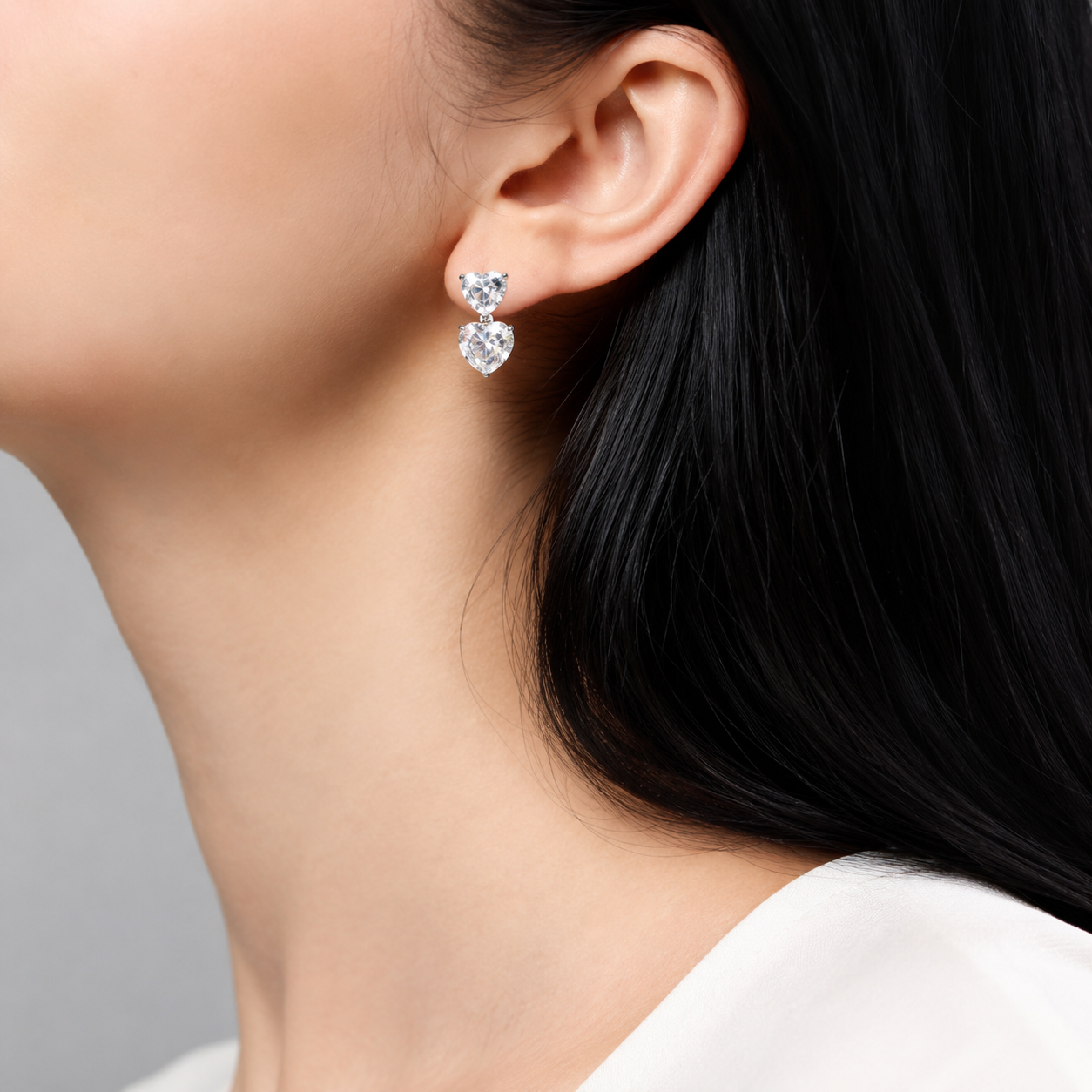 Amora™ Heart Moissanite Stud Earrings