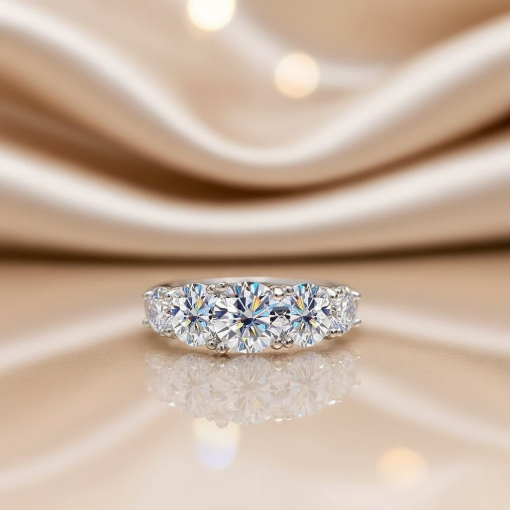 Celestia Five Stone Moissanite Ring in 925 Sterling Silver with Brilliant 3.6CT Sparkle