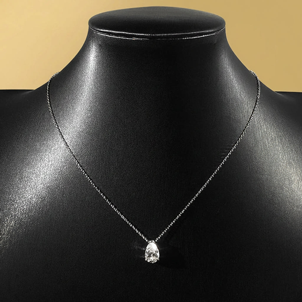 Elegant pear cut moissanite necklace with brilliant sparkle and timeless feminine design